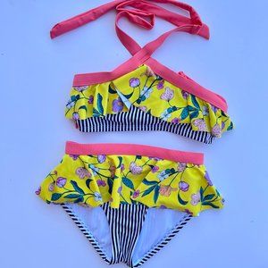 Girls size 7 Coral Heart & Harmony Swimsuit Bikini Yellow